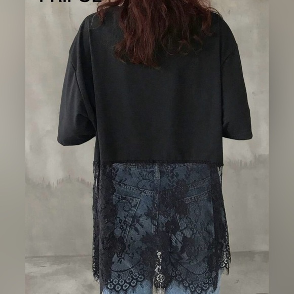 Black Lace Overlay Top - Picture 7 of 10